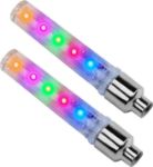 Picture of 2-Pack LED Bike Wheel Lights – 5 Neon Flashing Tire Valve Spoke Lights, 7 Modes – Bicycle Tire Flash Lamps for Night Riding Safety 