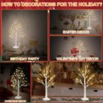 Picture of 2-Pack Easter Decorations – 36PCS Colorful Easter Egg Ornaments with LED Lights – White Tabletop Easter Twig Tree for Spring & Holiday Home Decor