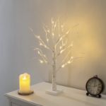 Picture of 2FT White Twig Tree with LED Lights – Tabletop Birch Tree with 24 Warm White LEDs – Battery-Operated for Home, Party, Wedding, Easter & Christmas Decor