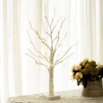 Picture of 2FT White Twig Tree with LED Lights – Tabletop Birch Tree with 24 Warm White LEDs – Battery-Operated for Home, Party, Wedding, Easter & Christmas Decor