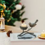 Picture of Metallic Votive Candle Holders – Decorative Tealight Stands with Bird, Nest & Tree Design – Vintage Centerpiece for Home & Table Décor (Grey Black)