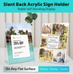 Picture of A4 Acrylic Sign Holder Poster Menu Holder, 3Pack L-Shaped Perspex Display Stands for Table, Counter, Restaurant, Hotel, Office, Store, Desktop Leaflet Sign Holder