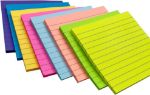 Picture of 4 x 4 Inches Lined Sticky Notes for Post,8 Bright Colors Self-Stick Notes, 50 Sheets Per Pad, 8 Pads, 400 Sheets Total