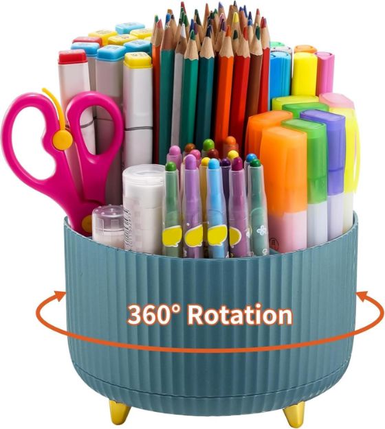 Picture of  Desk Organiser,360-Degree Rotating Pen Holder for Desk, Desk Organizers and Accessories with 5 Compartments Pencil Organizer