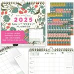 Picture of 2025 Family Weekly Planner – Calendar with 6 Columns, Lists, Pocket & Stickers Jan–Dec 2025 Wall Calendar