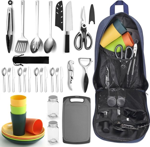 Picture of 23-Piece Camping Cooking Utensils Set – Portable BBQ & Outdoor Kitchen Gear for Camping, Travel, Picnics, and Grilling