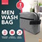 Picture of Men’s Travel Toiletry Bag – Waterproof & Compact Wash Bag for Gym, Work, & Travel with Handle (Grey)