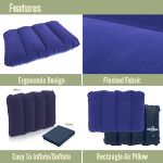 Picture of Inflatable Travel & Camping Pillow – Waterproof, Lightweight, Compact Air Pillow with Soft Flocked Surface (Blue, 53cm x 26cm)