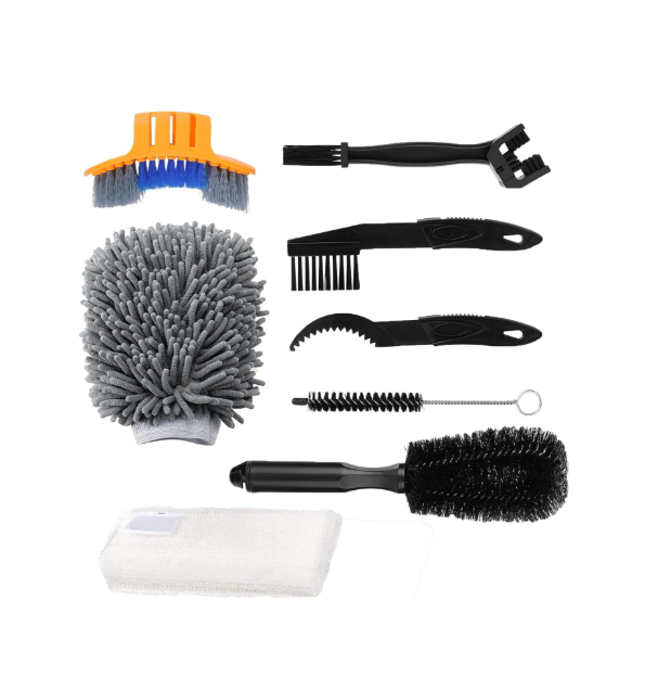 Picture of 8pcs Bike Cleaning Brush Kit, Bike Chain Cleaner Multi Tool Bicycle Maintenance Accessories for Bike & Motorbike Chain/Tire/Sprocket Cycling Corner Stain Dirt Clean