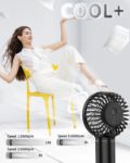 Picture of Mini Handheld Fan, 5.5-17H Portable Personal Pocket Fan 3 Speeds with Lanyard and Detachable Base Cooling Desk Fan