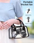 Picture of Mini Handheld Fan, 5.5-17H Portable Personal Pocket Fan 3 Speeds with Lanyard and Detachable Base Cooling Desk Fan