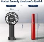 Picture of Mini Handheld Fan, 5.5-17H Portable Personal Pocket Fan 3 Speeds with Lanyard and Detachable Base Cooling Desk Fan