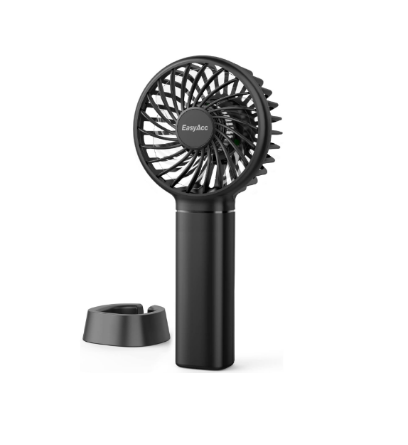 Picture of Mini Handheld Fan, 5.5-17H Portable Personal Pocket Fan 3 Speeds with Lanyard and Detachable Base Cooling Desk Fan