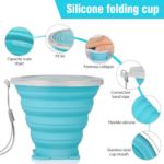 Picture of  2 Pack Silicone Foldable Cups, Portable Collapsible Travel Mugs with Plastic Sealing Lid, Space Saving Reusable Retractable Cups 