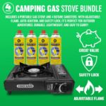 Picture of Portable Gas Cooker Camp Stove + 4 Butane Gas Canisters - For Outdoor Camping | Premium Burner, Automatic Ignition & Heat Control