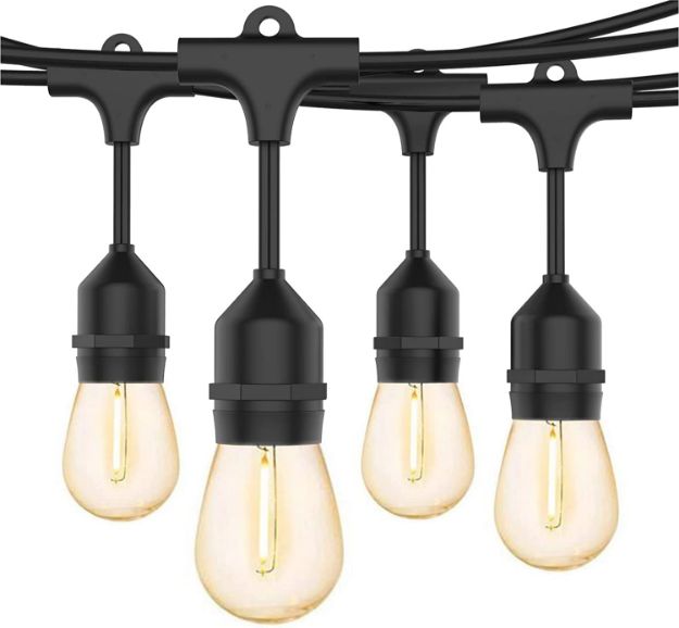 Picture of 48FT LED S14 Garden Festoon Lighting, 15 Shatterproof LED Bulbs, Waterproof, Mains Powered for Outdoor Use, Patio, Garden, Party Lights